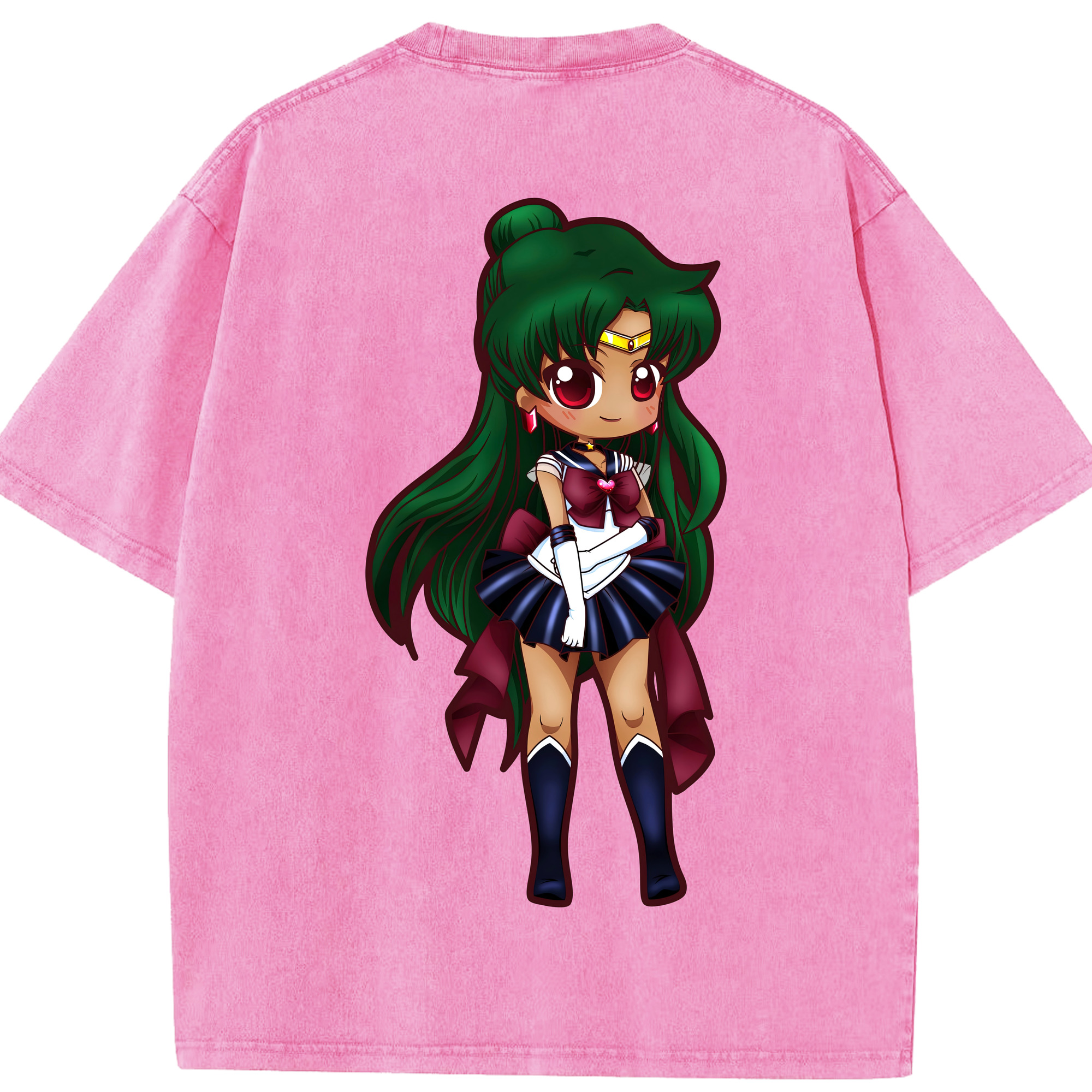 （画像用） 美少女戦士セーラームーン 冥王せつな Sailor Moon Meiou Setsuna 綿100% ヴィンテージ風 半袖Tシャツ（背面プリント）